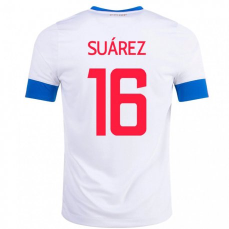 Kandiny Kinder Costa-ricanische Aaron Suarez #16 Weiß Auswärtstrikot Trikot 22-24 T-shirt