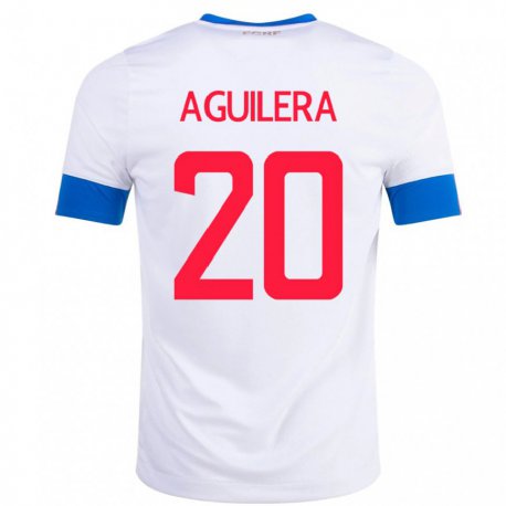 Kandiny Kinder Costa-ricanische Brandon Aguilera #20 Weiß Auswärtstrikot Trikot 22-24 T-shirt