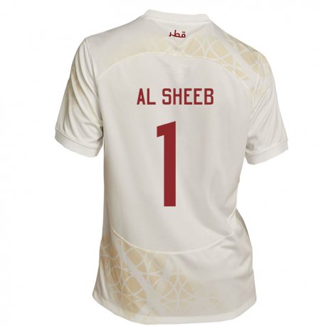 Kandiny Kinder Katarische Saad Al Sheeb #1 Goldbeige Auswärtstrikot Trikot 22-24 T-shirt
