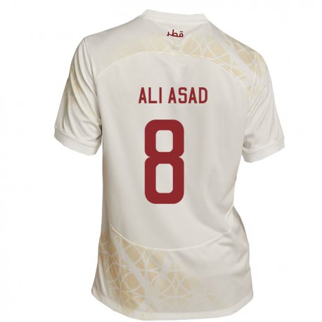 Kandiny Kinder Katarische Ali Asad #8 Goldbeige Auswärtstrikot Trikot 22-24 T-shirt