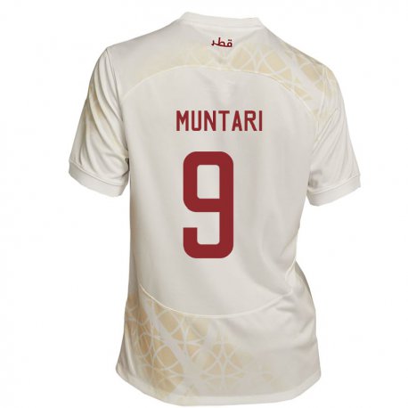 Kandiny Kinder Katarische Mohammed Muntari #9 Goldbeige Auswärtstrikot Trikot 22-24 T-shirt