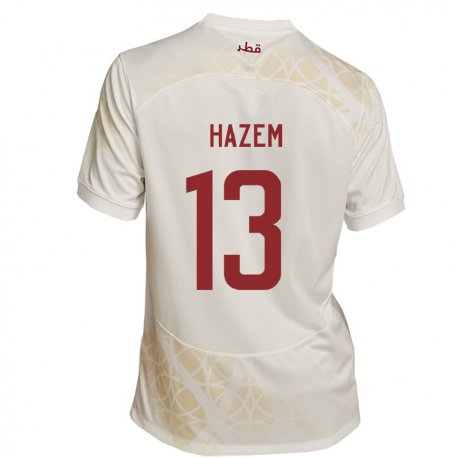 Kandiny Kinder Katarische Hazem Shehata #13 Goldbeige Auswärtstrikot Trikot 22-24 T-shirt