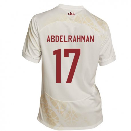 Kandiny Kinder Katarische Abdelrahman Fahmi Moustafa #17 Goldbeige Auswärtstrikot Trikot 22-24 T-shirt
