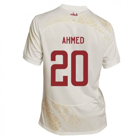 Kandiny Kinder Katarische Ahmed Fadel Hasaba #20 Goldbeige Auswärtstrikot Trikot 22-24 T-shirt