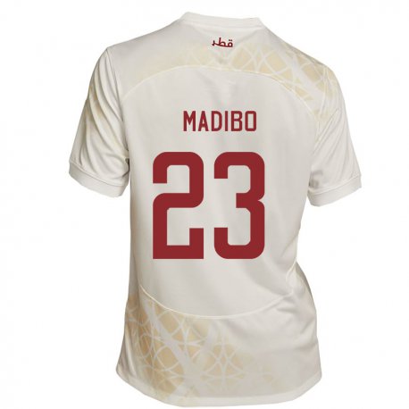 Kandiny Kinder Katarische Assim Madibo #23 Goldbeige Auswärtstrikot Trikot 22-24 T-shirt