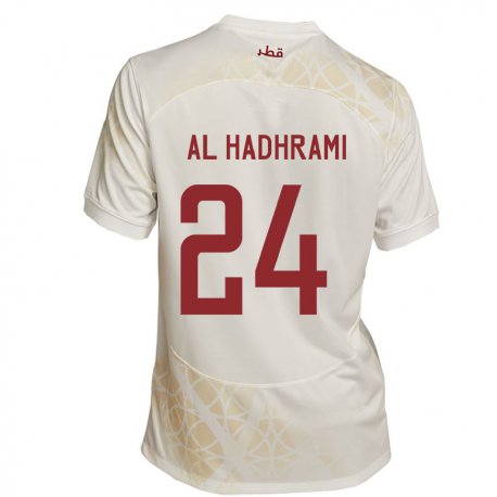 Kandiny Kinder Katarische Naif Abdulraheem Al Hadhrami #24 Goldbeige Auswärtstrikot Trikot 22-24 T-shirt