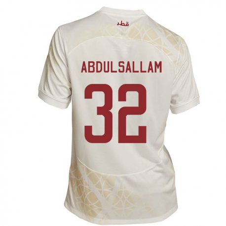 Kandiny Kinder Katarische Jassem Gaber Abdulsallam #32 Goldbeige Auswärtstrikot Trikot 22-24 T-shirt