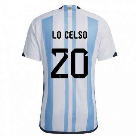 Kandiny Herren Argentinische Giovani Lo Celso #20 Weiß Himmelblau Heimtrikot Trikot 22-24 T-shirt