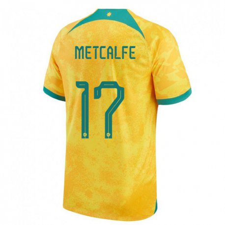 Kandiny Herren Australische Connor Metcalfe #17 Gold Heimtrikot Trikot 22-24 T-shirt