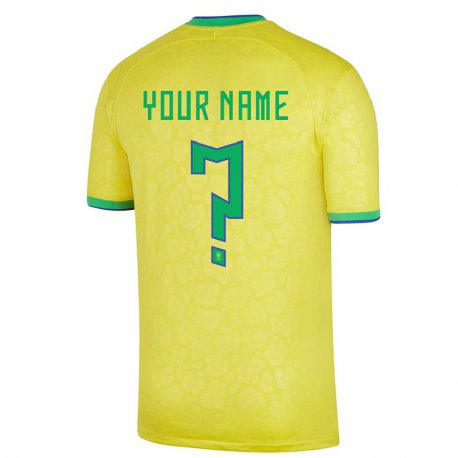 Kandiny Herren Brasilianische Ihren Namen #0 Gelb Heimtrikot Trikot 22-24 T-shirt