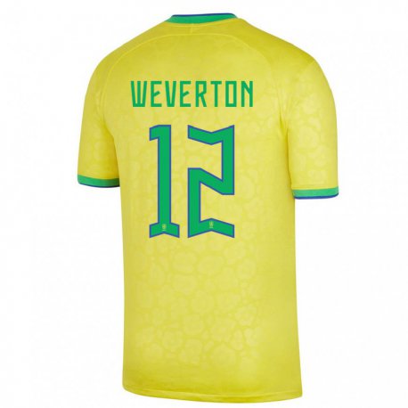 Kandiny Herren Brasilianische Weverton #12 Gelb Heimtrikot Trikot 22-24 T-shirt