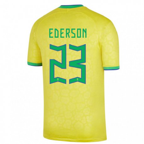 Kandiny Herren Brasilianische Ederson #23 Gelb Heimtrikot Trikot 22-24 T-shirt