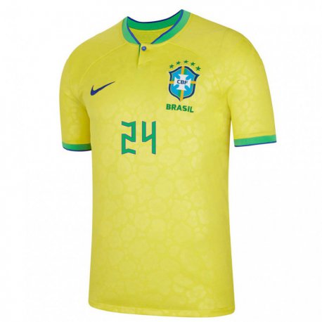 Kandiny Herren Brasilianische Roberto Firmino #24 Gelb Heimtrikot Trikot 22-24 T-shirt