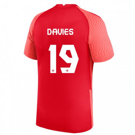 Kandiny Herren Kanadische Alphonso Davies #19 Rot Heimtrikot Trikot 22-24 T-shirt