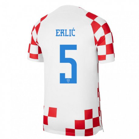 Kandiny Herren Kroatische Martin Erlic #5 Rot-weiss Heimtrikot Trikot 22-24 T-shirt