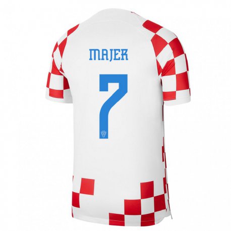 Kandiny Herren Kroatische Lovro Majer #7 Rot-weiss Heimtrikot Trikot 22-24 T-shirt