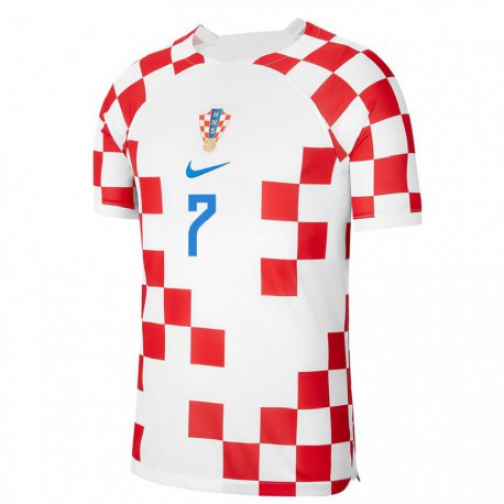 Kandiny Herren Kroatische Lovro Majer #7 Rot-weiss Heimtrikot Trikot 22-24 T-shirt