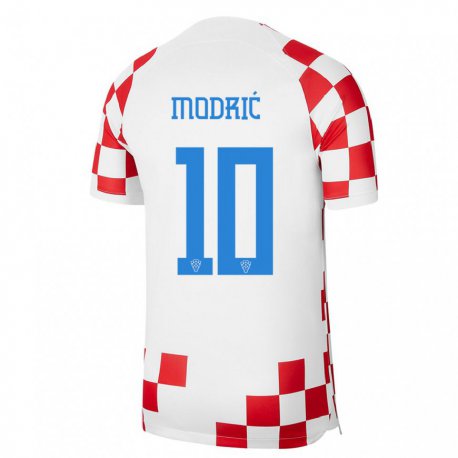 Kandiny Herren Kroatische Luka Modric #10 Rot-weiss Heimtrikot Trikot 22-24 T-shirt
