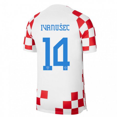 Kandiny Herren Kroatische Luka Ivanusec #14 Rot-weiss Heimtrikot Trikot 22-24 T-shirt