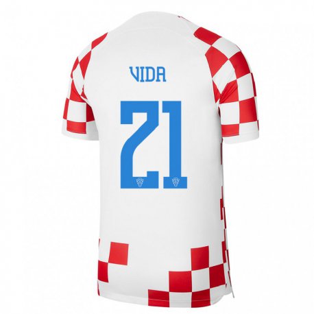 Kandiny Herren Kroatische Domagoj Vida #21 Rot-weiss Heimtrikot Trikot 22-24 T-shirt