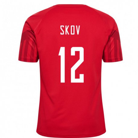 Kandiny Herren Dänische Robert Skov #12 Rot Heimtrikot Trikot 22-24 T-shirt