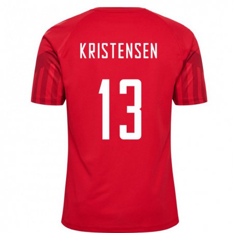 Kandiny Herren Dänische Rasmus Kristensen #13 Rot Heimtrikot Trikot 22-24 T-shirt