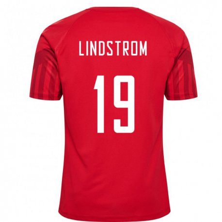Kandiny Herren Dänische Jesper Lindstrom #19 Rot Heimtrikot Trikot 22-24 T-shirt