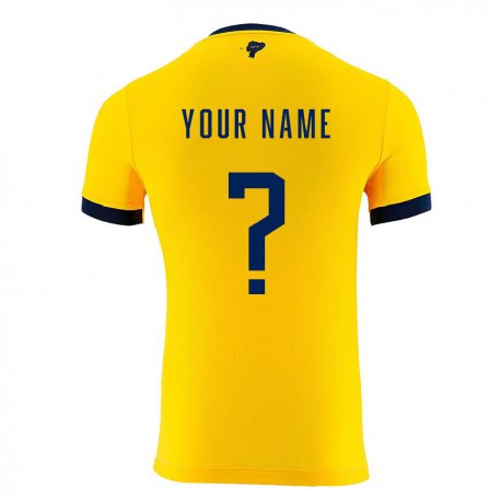 Kandiny Herren Ecuadorianische Ihren Namen #0 Gelb Heimtrikot Trikot 22-24 T-shirt