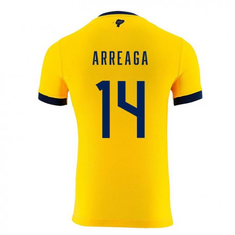 Kandiny Herren Ecuadorianische Xavier Arreaga #14 Gelb Heimtrikot Trikot 22-24 T-shirt