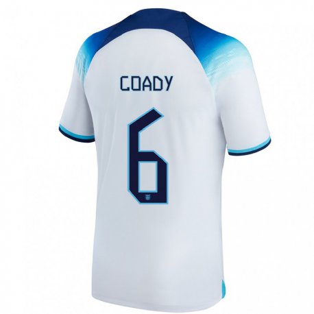 Kandiny Herren Englische Conor Coady #6 Weiß Blau Heimtrikot Trikot 22-24 T-shirt