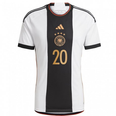 Kandiny Herren Deutsche Karim Adeyemi #20 Weiß Schwarz Heimtrikot Trikot 22-24 T-shirt
