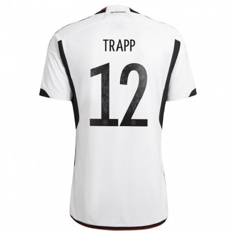 Kandiny Herren Deutsche Kevin Trapp #12 Weiß Schwarz Heimtrikot Trikot 22-24 T-shirt
