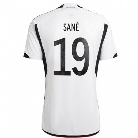 Kandiny Herren Deutsche Leroy Sane #19 Weiß Schwarz Heimtrikot Trikot 22-24 T-shirt