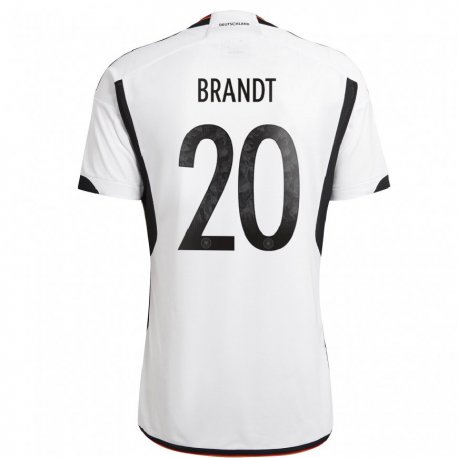 Kandiny Herren Deutsche Julian Brandt #20 Weiß Schwarz Heimtrikot Trikot 22-24 T-shirt