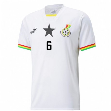 Kandiny Herren Ghanaische Elisha Owusu #6 Weiß Heimtrikot Trikot 22-24 T-shirt
