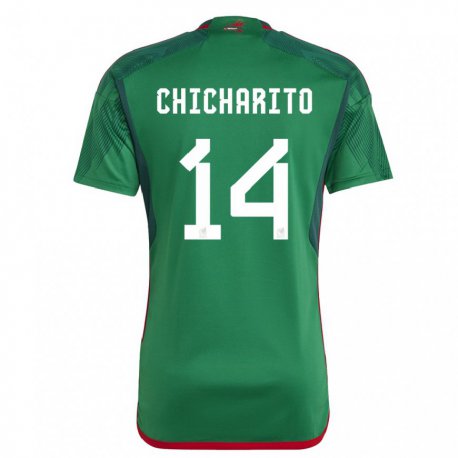 Kandiny Herren Mexikanische Chicharito #14 Grün Heimtrikot Trikot 22-24 T-shirt