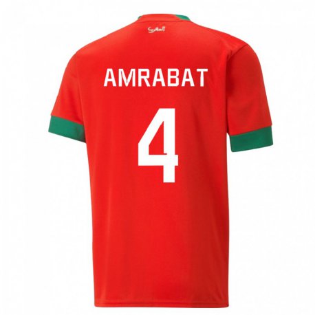 Kandiny Herren Marokkanische Soufiane Amrabat #4 Rot Heimtrikot Trikot 22-24 T-shirt