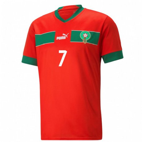 Kandiny Herren Marokkanische Hakim Ziyech #7 Rot Heimtrikot Trikot 22-24 T-shirt