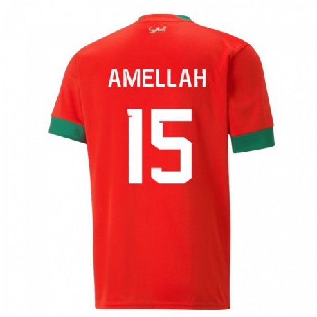 Kandiny Herren Marokkanische Selim Amellah #15 Rot Heimtrikot Trikot 22-24 T-shirt