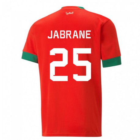 Kandiny Herren Marokkanische Yahya Jabrane #25 Rot Heimtrikot Trikot 22-24 T-shirt