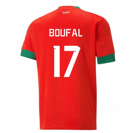 Kandiny Herren Marokkanische Sofiane Boufal #17 Rot Heimtrikot Trikot 22-24 T-shirt