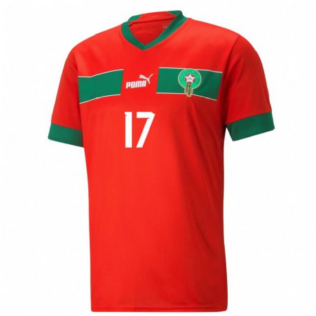 Kandiny Herren Marokkanische Sofiane Boufal #17 Rot Heimtrikot Trikot 22-24 T-shirt