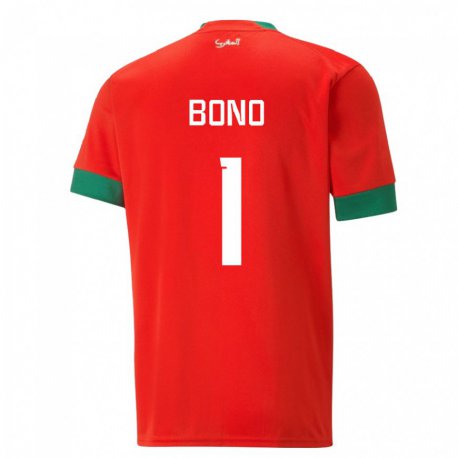 Kandiny Herren Marokkanische Bono #1 Rot Heimtrikot Trikot 22-24 T-shirt