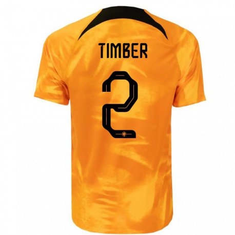 Kandiny Herren Niederländische Jurrien Timber #2 Laser-orange Heimtrikot Trikot 22-24 T-shirt