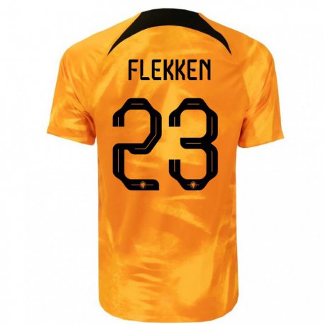 Kandiny Herren Niederländische Mark Flekken #23 Laser-orange Heimtrikot Trikot 22-24 T-shirt