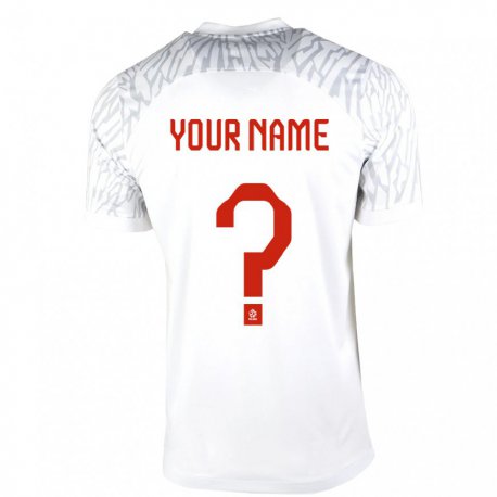 Kandiny Herren Polnische Ihren Namen #0 Weiß Heimtrikot Trikot 22-24 T-shirt