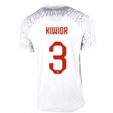 Kandiny Herren Polnische Jakub Kiwior #3 Weiß Heimtrikot Trikot 22-24 T-shirt