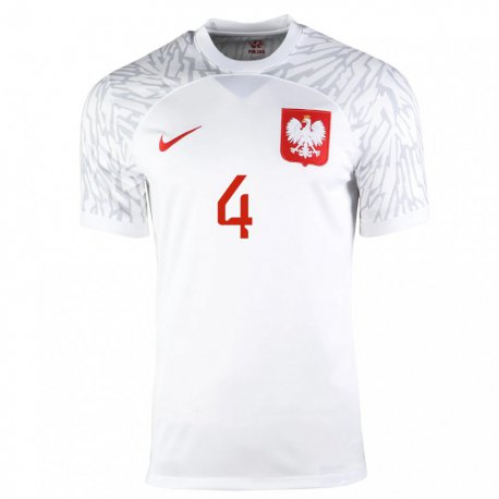 Kandiny Herren Polnische Tomasz Kedziora #4 Weiß Heimtrikot Trikot 22-24 T-shirt