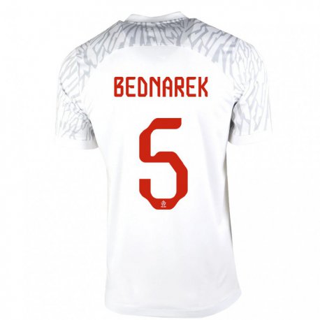 Kandiny Herren Polnische Jan Bednarek #5 Weiß Heimtrikot Trikot 22-24 T-shirt