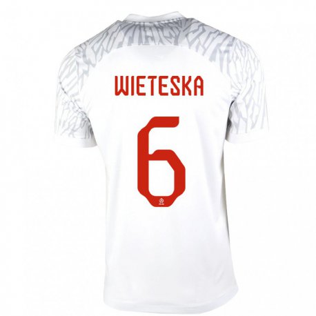 Kandiny Herren Polnische Mateusz Wieteska #6 Weiß Heimtrikot Trikot 22-24 T-shirt